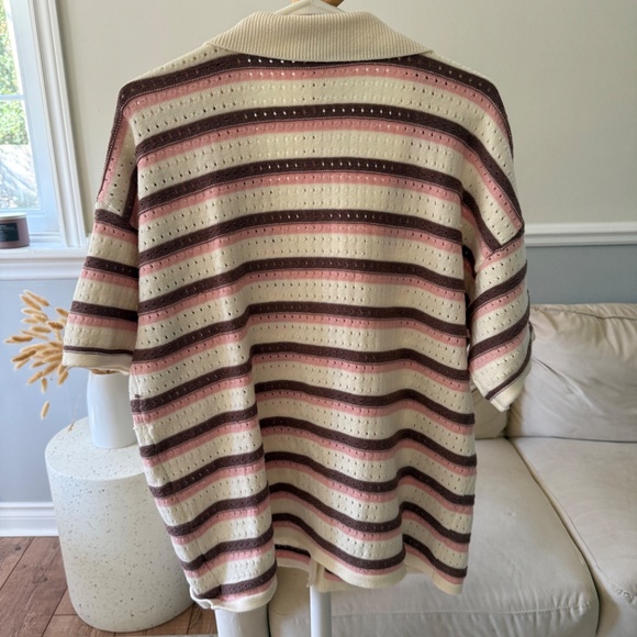 White Fox | Striped Button-Front Knit Top (M/L) - Picture 3 of 6